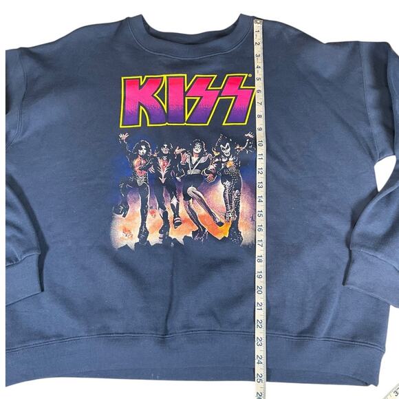 KISS Band Graphic Crewneck Sweatshirt Blue XL Rock Music Retro 60/40 Blend New - Picture 8 of 12
